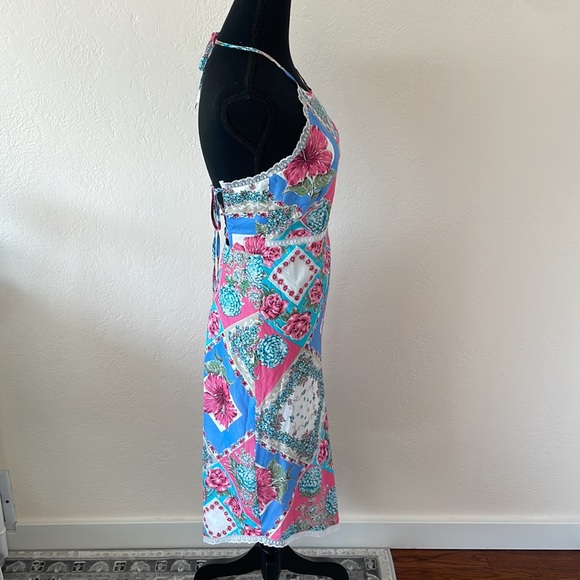 VINTAGE Y2K FLORAL HANDKERCHIEF DRESS SIZE SMALL - Picture 5 of 8